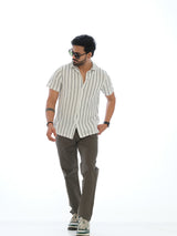 L&C Olive Green | Relax Fit | Regular Length | Checked Dobby | Casual Lowers For Men | Cotton Dobby Fabric
