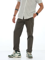 L&C Olive Green | Relax Fit | Regular Length | Checked Dobby | Casual Lowers For Men | Cotton Dobby Fabric
