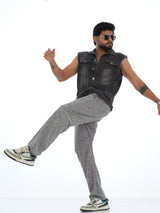 L&C Grey | Relax Fit | Regular Length | Casual Lowers For Men with chain on right side pocket| Lined Linen Look | Cotton Blend
