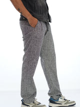 L&C Grey | Relax Fit | Regular Length | Casual Lowers For Men with chain on right side pocket| Lined Linen Look | Cotton Blend