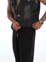 L&C Black | Relax Fit | Regular Length | Casual Checked Dobby Lowers For Men | Cotton Dobby Fabric
