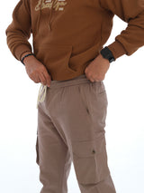 L&C Brown | Ankle Length | Cotton Dobby| Cargo Joggers for Men with chain on both side pockets| Casual Wear | Joggers Fit