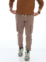 L&C Brown | Ankle Length | Cotton Dobby| Cargo Joggers for Men with chain on both side pockets| Casual Wear | Joggers Fit
