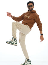L&C Beige | Ankle Length | Cargo Joggers for Men with chain on both side pockets | Cotton Dobby | Casual Wear