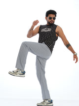 L&C Sky Blue | Relax Fit | Regular Length | Casual Lowers For Men with chain on right side pocket| Linen Look | Cotton Blend Fabric