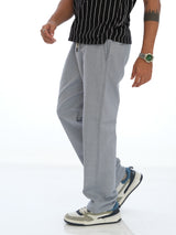 L&C Sky Blue | Relax Fit | Regular Length | Casual Lowers For Men with chain on right side pocket| Linen Look | Cotton Blend Fabric