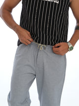 L&C Sky Blue | Relax Fit | Regular Length | Casual Lowers For Men with chain on right side pocket| Linen Look | Cotton Blend Fabric