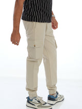L&C Light Grey | Joggers Fit | Ankle Length | Cargo Joggers For Men with chain on both side pockets | Cotton Dobby Fabric