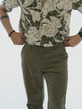 L&C Green | Relax Fit | Regular Length | Casual Trousers for Men | Imported Cordroi Dobby