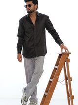 L&C Light Grey | Relax Fit | Regular Length | Casual Lowers for Men with chain on right side pocket| Lined Linen Look | Cotton Blend