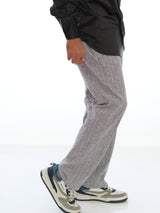 L&C Light Grey | Relax Fit | Regular Length | Casual Lowers for Men with chain on right side pocket| Lined Linen Look | Cotton Blend