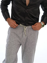 L&C Light Grey | Relax Fit | Regular Length | Casual Lowers for Men with chain on right side pocket| Lined Linen Look | Cotton Blend