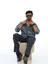 L&C Navy | Relax Fit | Regular Length | Casual Trousers For Men | Linen Blend | Linen Slub