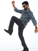 L&C Navy | Relax Fit | Regular Length | Casual Trousers For Men | Linen Blend | Linen Slub