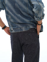 L&C Navy | Relax Fit | Regular Length | Casual Trousers For Men | Linen Blend | Linen Slub