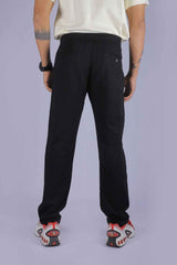 L&C Black | Relax Fit | Jacquard Print | Cotton Blend Casual Lowers with chain on right side pocket