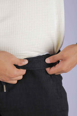 L&C Black | Relax Fit | Jacquard Print | Cotton Blend Casual Lowers with chain on right side pocket