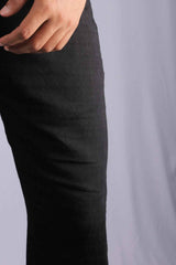 L&C Black | Relax Fit | Jacquard Print | Cotton Blend Casual Lowers with chain on right side pocket
