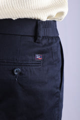 L&C Navy| Cotton Shelf Dobby| Narrow Fit| Side Elasticated Casual Trousers for Men