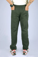 L&C Olive | Relax Fit | Double Cloth Cotton Blend Fabric | Casual Lowers for Men