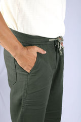 L&C Olive | Relax Fit | Double Cloth Cotton Blend Fabric | Casual Lowers for Men