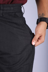 L&C Black | Linen Blend | Lined | Relax Fit | Casual Lowers for Men