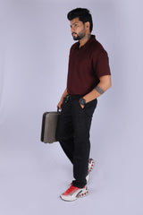 L&C Black | Linen Blend | Relax Fit | Checked Dobby Lowers