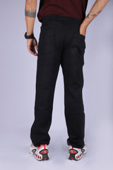 L&C Black | Relax Fit | Double Cloth Cotton Blend Fabric | Casual Lowers for Men