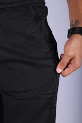 L&C Black | Relax Fit | Double Cloth Cotton Blend Fabric | Casual Lowers for Men