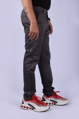 L&C Grey| Cotton Shelf Dobby| Narrow Fit| Side Elasticated Casual Trousers for Men