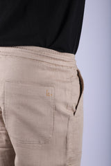 L&C Beige | Relax Fit | Double Cloth Cotton Blend Fabric | Casual Lowers for Men