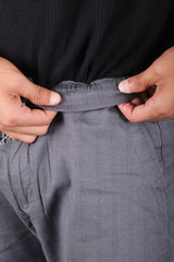 L&C Grey | Linen Blend | Checked Dobby | Relax Fit Casual Lowers for Men