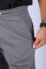 L&C Grey | Linen Blend | Checked Dobby | Relax Fit Casual Lowers for Men