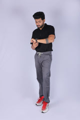 L&C Grey | Linen Blend | Checked Dobby | Relax Fit Casual Lowers for Men
