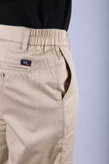L&C Beige| Narrow Fit| Cotton Shelf Dobby Fabric| Side Elastic Casual Trousers for Men