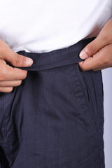 L&C Navy | Linen Blend | Checked Dobby | Relax Fit | Casual Lowers