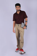 L&C Khaki | Linen Blend | Checked Dobby| Relax Fit Casual Lowers for Men