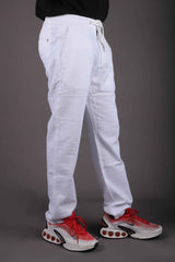 L&C White | Relax Fit | Jacquard Print | Cotton Blend | Casual Lowers with chain on right side pocket