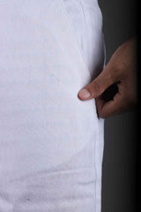 L&C White | Relax Fit | Jacquard Print | Cotton Blend | Casual Lowers with chain on right side pocket