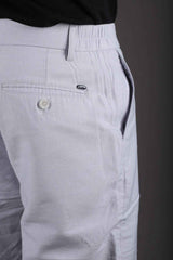 L&C Sky Blue | Relax Fit | Linen look lined Dobby| Side Elastic Casual Trousers with chain on right side pocket tailored for Men