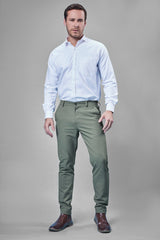 L&C Pistachio Plain Regular Fit Ankle Length Formal/Casual Pants For Men | Polyester Viscose Blend