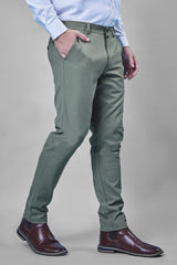 L&C Pistachio Plain Regular Fit Ankle Length Formal/Casual Pants For Men | Polyester Viscose Blend
