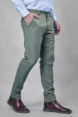 L&C Pistachio Plain Regular Fit Ankle Length Formal/Casual Pants For Men | Polyester Viscose Blend