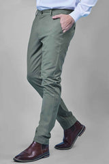 L&C Pistachio Plain Regular Fit Ankle Length Formal/Casual Pants For Men | Polyester Viscose Blend