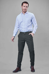 L&C Olive Checked Regular Fit Ankle Length Formal/Casual Pants For Men | Polyester Viscose Blend