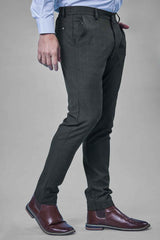 L&C Olive Checked Regular Fit Ankle Length Formal/Casual Pants For Men | Polyester Viscose Blend