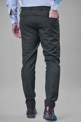 L&C Olive Checked Regular Fit Ankle Length Formal/Casual Pants For Men | Polyester Viscose Blend