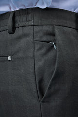 L&C Olive Checked Regular Fit Ankle Length Formal/Casual Pants For Men | Polyester Viscose Blend