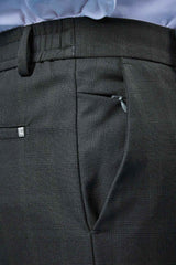 L&C Olive Checked Regular Fit Ankle Length Formal/Casual Pants For Men | Polyester Viscose Blend