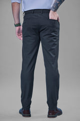 L&C Dark Grey Plain Regular Fit Ankle Length Formal/Casual Pants For Men | Polyester Viscose Blend